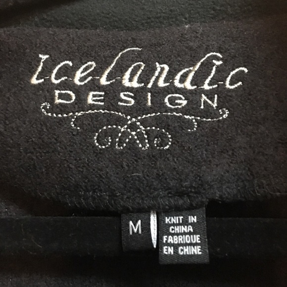 ICELANDIC DESIGN 100% Wool Black Full Zip Sweater - Picture 3 of 8